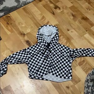 Checkered crop top long sleeve